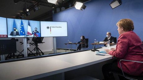 Меркель, Макрон и Зеленский призвали РФ отвести войска от границы с Украиной Меркель, Макрон и Зеленский призвали РФ отвести войска от границы с Украиной