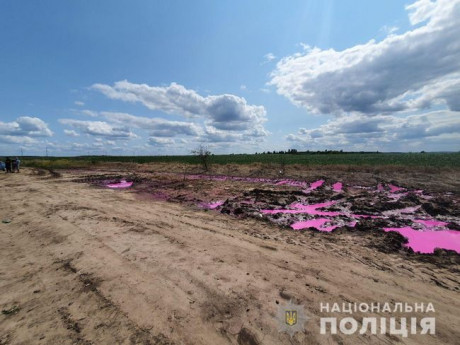 Полиция открыла уголовное производство по факту загрязнения земель через розовые лужи на Ровенщине Полиция открыла уголовное производство по факту загрязнения земель через розовые лужи на Ровенщине