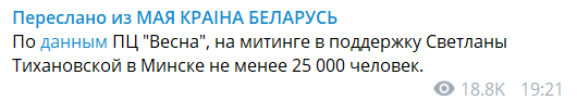 Десятки тысяч белорусов вышли на митинг в поддержку главного конкурента Лукашенко
Десятки тысяч белорусов вышли на митинг в поддержку главного конкурента Лукашенко