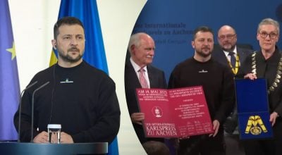 Смеялся весь зал: Зеленский мастерски потроллил россиян на вручении премии Карла Великого
Смеялся весь зал: Зеленский мастерски потроллил россиян на вручении премии Карла Великого